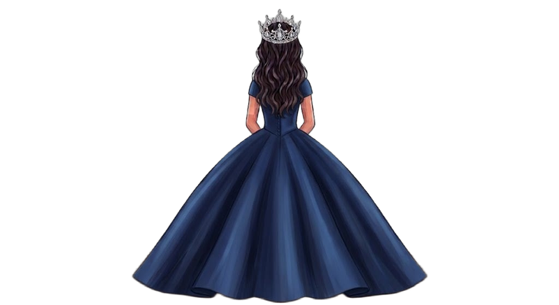 Ilustración de Airam en su vestido de XV